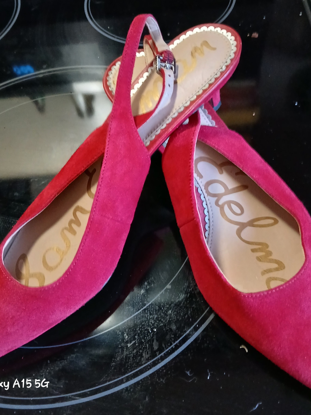 Sam Edelman Red Suede Bianka Slingback Kitten Heels